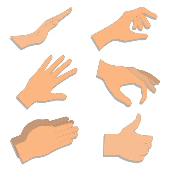 Les gestes de la main dans différentes positions. — Image vectorielle