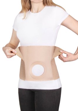 Stoma. Ameliyat sonrası ortopedik bandaj ve stoma deliği. Ostemi hastaları için bandaj. Unisex Stoma Kemeri, Solunabilir Stoma Bandajı. Abdominal ve Arka Destek Kemeri