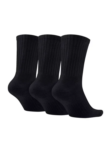 三只黑色袜子在白色背景上隔离 三双袜子 一套供无形脚踏运动用的短袜 作为广告 设计的模型 — 图库照片