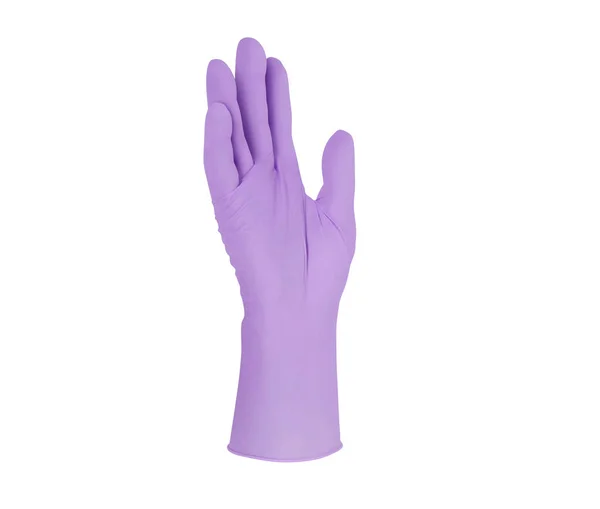 Gants Nitrile Médical Deux Gants Chirurgicaux Violets Isolés Sur Fond — Photo