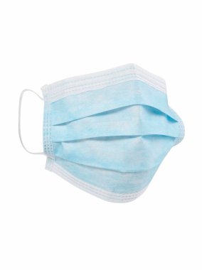 Kulaklıklı mavi tıbbi kullan-at nefes filtresi yüz maskesi. Covid-19 - Wuhan Roman Coronavirus pnömoni COVID-19. Cerrahi koruyucu antiviral maske. Tıbbi solunum bandajı yüzü.
