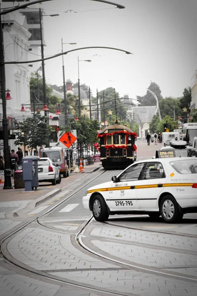 Taxi Tramwaj Ulicy Christchurch Nowa Zelandia — Zdjęcie stockowe