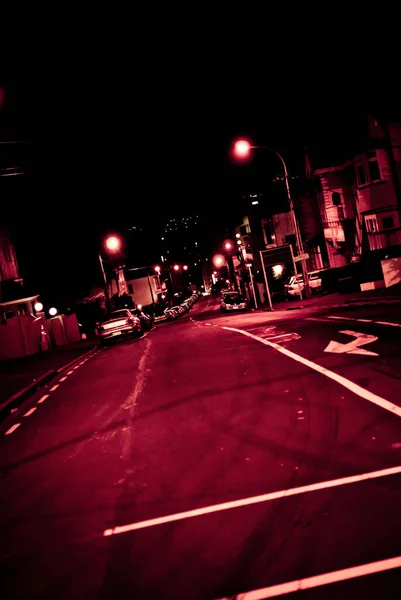 Wellington Bei Nacht Einem Regnerischen Abend Neuseeland Stockfoto