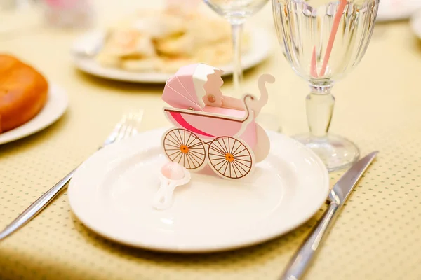 Różowe Desery Stole Dla Dzieci — Zdjęcie stockowe