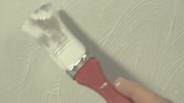 Movimentos de escova horizontal ondulados com tinta branca, construção de um — Vídeo de Stock