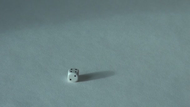 Τέσσερις 4 άσπρο οστό ζάρια επιτραπέζιο παιχνίδι. επιλογή καζίνο — Αρχείο Βίντεο