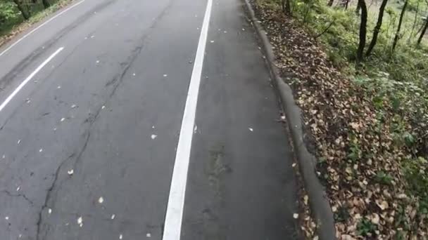 Family cyclists overtaking pedestrians — Stock Video