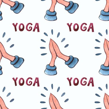 Yoga elementleriyle suluboya kusursuz desen