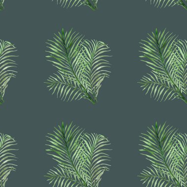 Yeşil arka planda bitkilerle kusursuz suluboya deseni