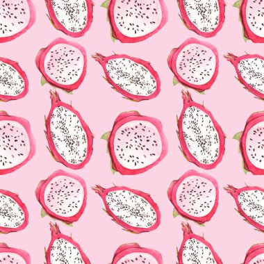 Pitahaya ile suluboya kusursuz desen