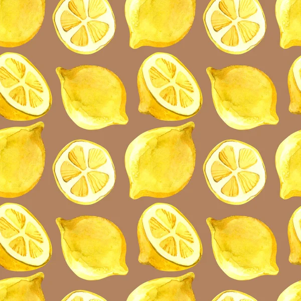 Padrão Aquarela Sem Costura Com Limões — Fotografia de Stock