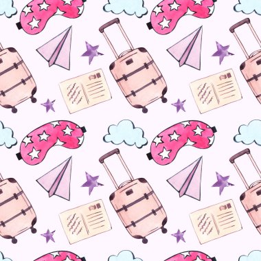 Seyahat temasında kusursuz suluboya deseni