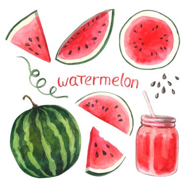 Karpuz ve meyve suyuyla sulu boya.