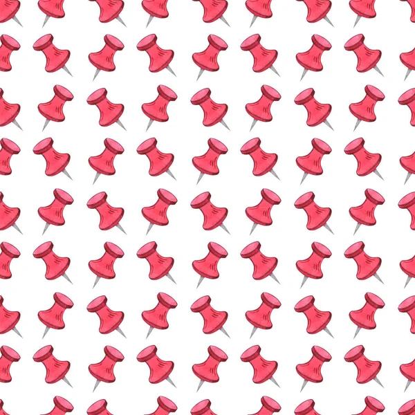Naadloos Aquarelpatroon Met Rode Pushpins — Stockfoto