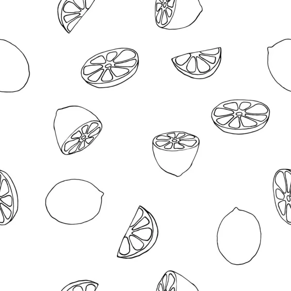Hladký Vzor Kreslení Citronový Dřez Ilustrace Vektorový Design Prvek Pro — Stockový vektor