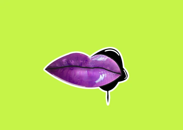 Foto Labios Femeninos Con Procesamiento Arte Pop —  Fotos de Stock