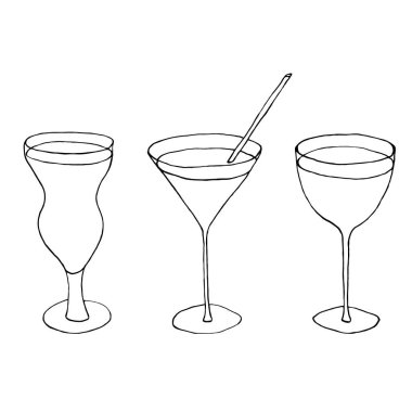 Bardağı kokteyl ve vektörle çiziyorum.