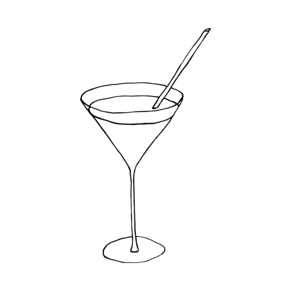 Handzeichnen Des Glases Mit Cocktail Vektor — Stockvektor