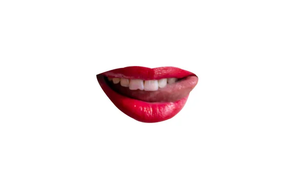 Foto Weibliche Lippen Isoliert Auf Weißem Hintergrund — Stockfoto
