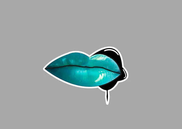 Weibliche Lippen Stil Von Graffiti Kann Als Aufkleber Verwendet Werden — Stockfoto