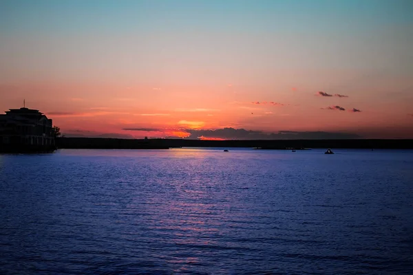 Фото Захід Сонця Озері Річка Художньому Лікуванні — стокове фото
