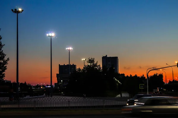 Foto Stad Nachts Weg Auto Artistieke Behandeling — Stockfoto