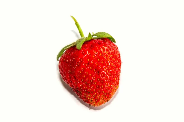 Erdbeere Nahaufnahme Isoliert Auf Weißem Hintergrund — Stockfoto