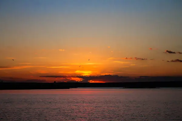 Фото Захід Сонця Річці Озері Художня Обробка — стокове фото