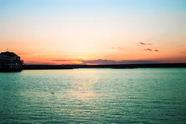 Foto Tramonto Sul Fiume Lago Lavorazione Dell Arte — Foto Stock