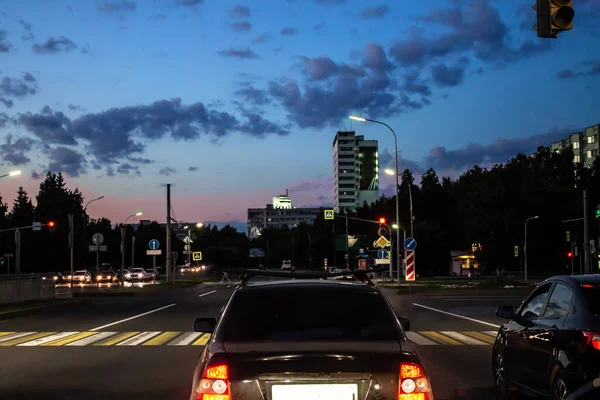 Foto Ciudad Por Noche Procesamiento Arte — Foto de Stock