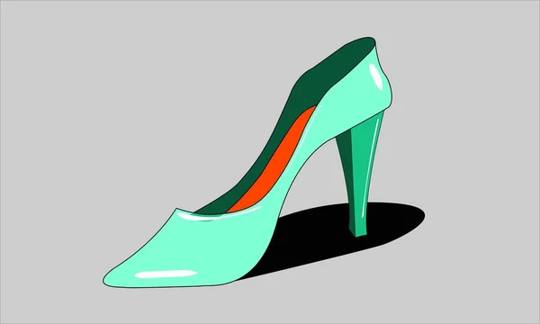 Vector Tekening Vrouwen Hoge Hak Schoenen Munt Groene Kleur — Stockvector