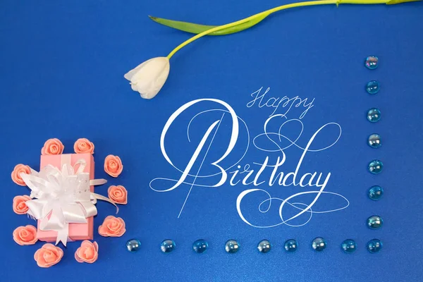 Postal Banner Internet Con Saludo Cumpleaños — Foto de Stock