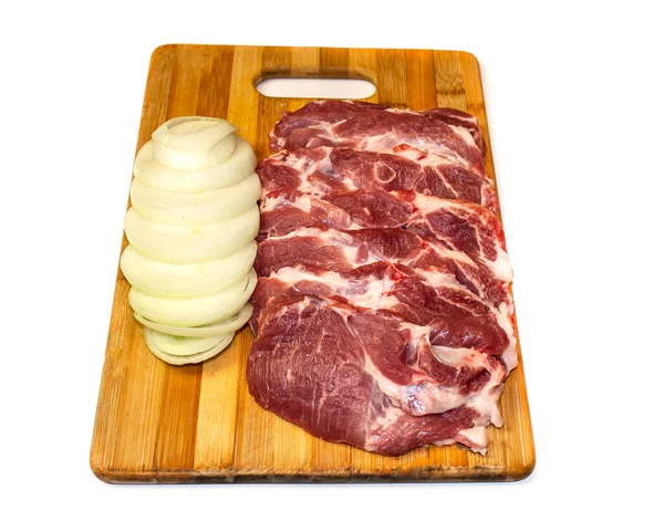 Izolat Fundal Alb Tăiat Carne Porc Closeup — Fotografie, imagine de stoc