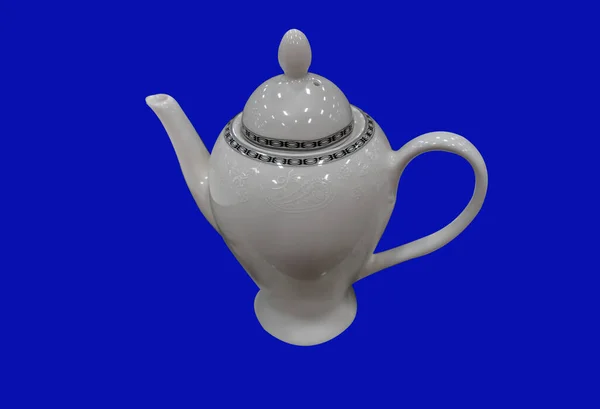Isolated Beautiful Ceramic Porcelain Teapot Close — Stock Photo, Image