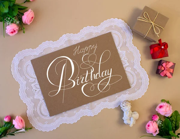 postcard or Internet banner with a birthday greeting, with the inscription - happy birthday