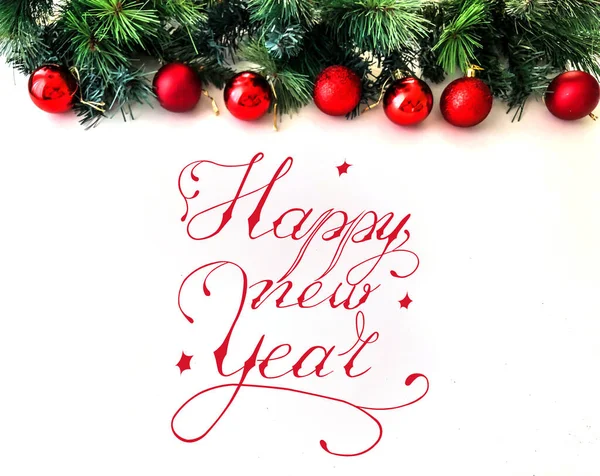Tarjeta Año Nuevo Postal Banner Internet Con Inscripción Feliz Año — Foto de Stock
