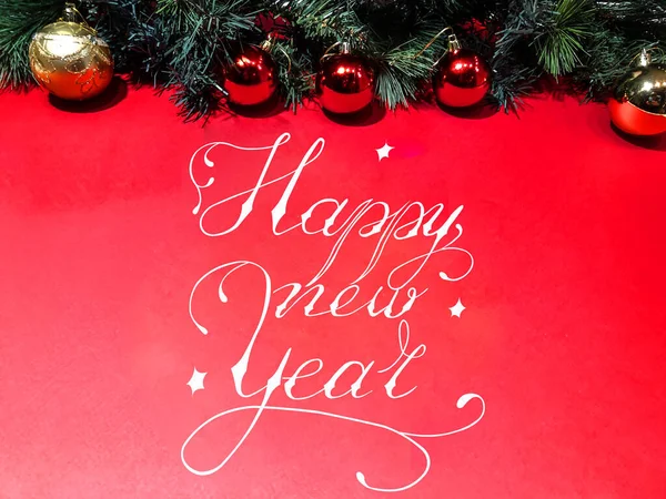 Tarjeta Año Nuevo Postal Banner Internet Con Inscripción Feliz Año — Foto de Stock
