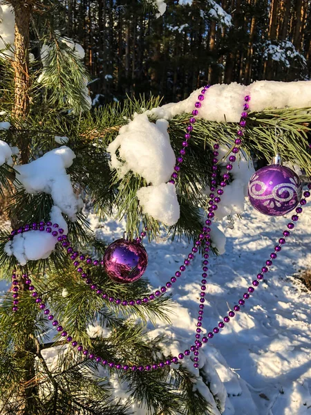 Foto Close Kerst Compositie Kerst Speelgoed Kerstboom — Stockfoto