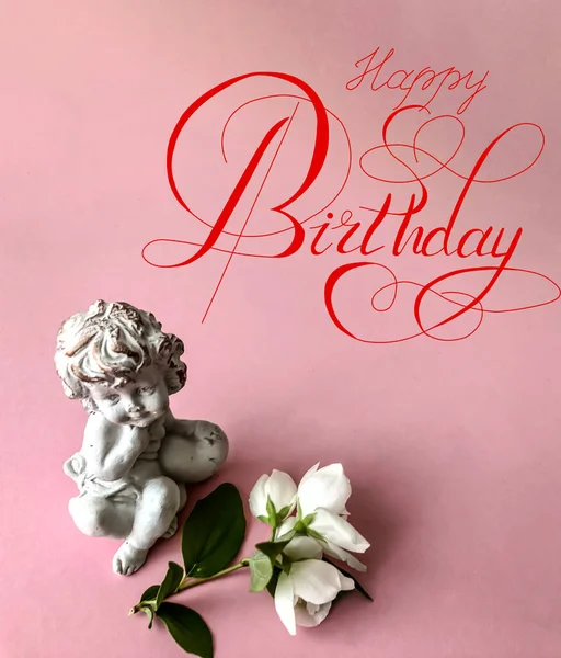 Pocztówka Lub Baner Internetowy Powitaniem Urodzinowym Napisem Happy Birthda — Zdjęcie stockowe