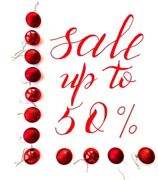 Christmas and New Year Sale, Gift Voucher, Discount Coupon with the inscription - sale up to 50 percent