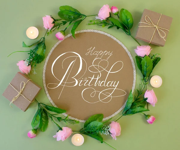 Cartolina Banner Internet Con Auguri Compleanno — Foto Stock