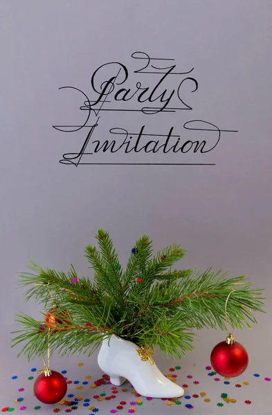 Kártya Web Banner Szórólap Meghívóval Karácsonyra Vagy Szilveszteri Partira — Stock Fotó