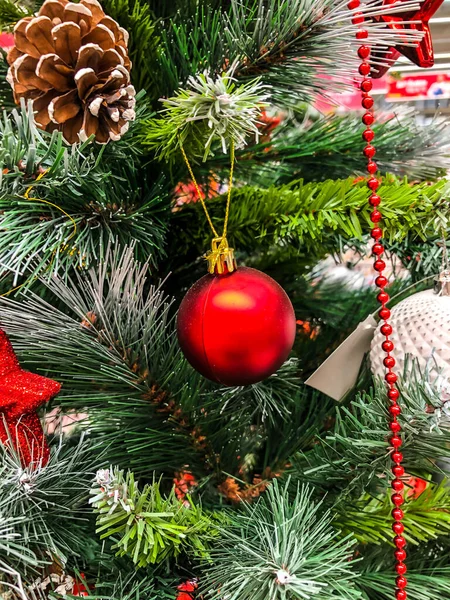 Postcards New Year Christmas Tree Balls — Stock Photo, Image