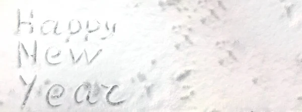 Inscripción Nieve Feliz Año Nuevo — Foto de Stock