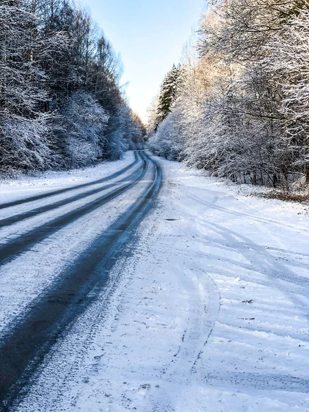Erster Schnee Winter Schöner Hintergrund Kaltes Wetter — Stockfoto