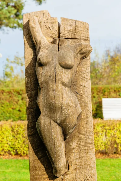 Zinnowitz Duitsland Oktober 2017 Houten Sculpturen Zinnowitz Usedom Zinnowitz Een — Stockfoto