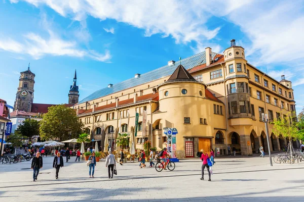 Stuttgart Alemania Septiembre 2018 Plaza Centro Stuttgart Con Personas Identificadas — Foto de Stock