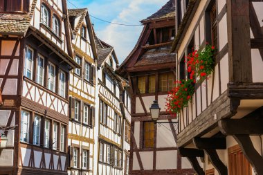 pitoresk sokakta ünlü semti La Petite France Strasbourg, Fransa