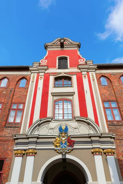 Foto Van Een Gevel Van Een Historisch Huis Stralsund Duitsland — Stockfoto