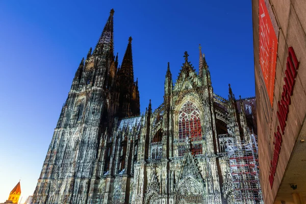 Colonia Alemania Septiembre 2018 Catedral Colonia Con Iluminación Única Con —  Fotos de Stock